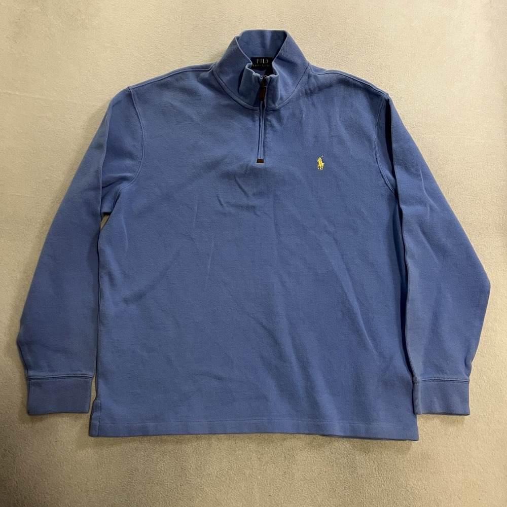 Polo Ralph Lauren 1/4 Zip Pullover Men's XL Light Blue Long Sleeve Sweatshirt